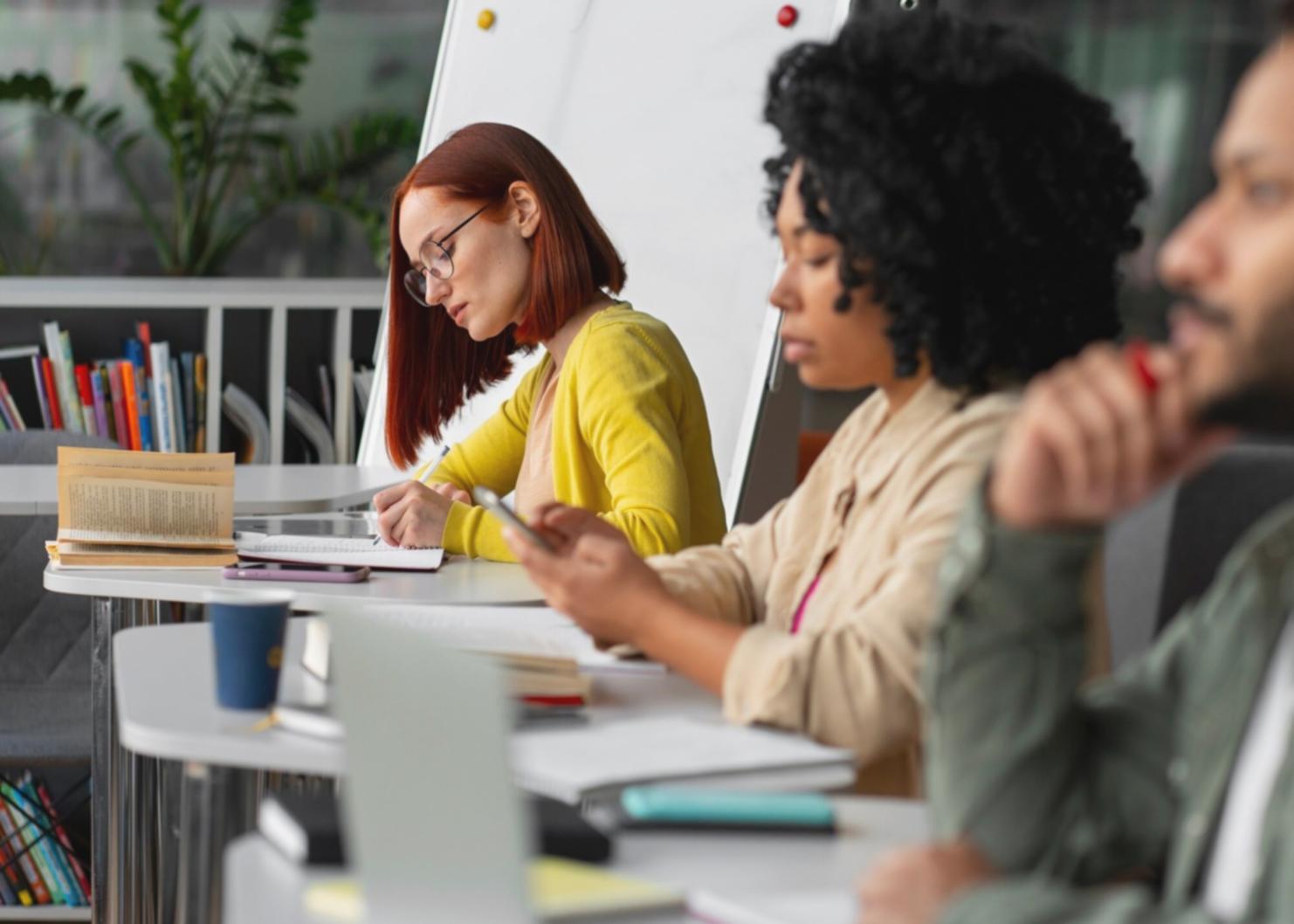 Teilnehmer beim gemeinsamen Arbeiten an Budgetmodellen